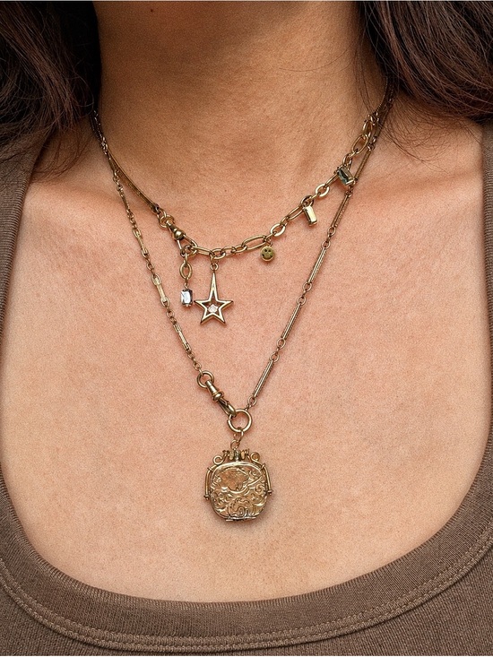 Jewelry - Vintage Antique Watch Chain Necklace Gold Filled Simmons? Chain SKM & Co Locket